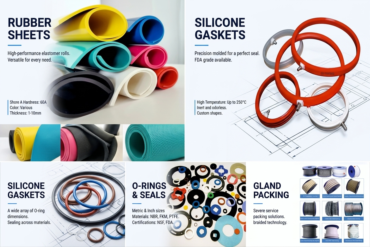 Rubber Sheets, Silicon Gaskets, Gland Packing & O-Rings